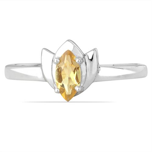 REAL CITRINE GEMSTONE RING IN 925 STERLING SILVER 